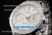 Omega Speedmaster'57 Co-Axial Clone Omega 9300 Automatic Steel Case/Bracelet with White Dial and Stick Markers Yellow Gold Hands (EF)