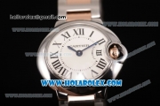 Cartier Ballon Bleu De Small Swiss Quartz Rose Gold/Steel Case with White Dial Two Tone Bracelet and Roman Numeral Markers