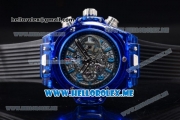 Hublot Big Bang UNICO Sapphire Blue Miyota Quartz Sapphire Crystal Case with Skeleton Dial and Black Rubber Strap Stick/Arabic Numeral Markers