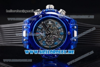 Hublot Big Bang UNICO Sapphire Blue Miyota Quartz Sapphire Crystal Case with Skeleton Dial and Black Rubber Strap Stick/Arabic Numeral Markers