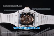 Richard Mille RM052 Miyota 9015 Automatic Ceramic Case with Skull Dial Dot Markers and White Rubber Strap