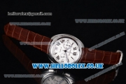 Cartier Cle de Cartier Chrono Japanese Miyota OS20 Quartz Steel Case with White Dial Roman Markers and Brown Leather Strap