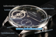 IWC Portuguese Tourbillon Schaffhausen Asia 6497 Manual Winding Steel Case with Black Dial and Arabic Numeral Markers