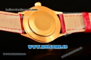 Rolex Cellini Time Asia 2813 Automatic Yellow Gold Case White Dial Red Leather Strap and Stick/Roman Numeral Markers