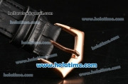 Patek Philippe Calatrava Miyota Quartz Rose Gold Case with Stick Markers and Black Dial