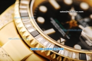 Rolex GMT Master II Swiss ETA 2836 Automatic Movement Full Gold with Black Dial and Diamond Bezel