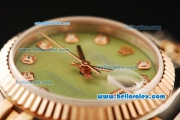 Rolex Datejust Automatic Movement ETA Coating Case with Green MOP Dial and Two Tone Strap
