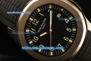 Patek Philippe Aquanaut Automatic Movement Steel Case with Black Dial and Black Rubber Strap