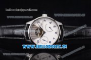 IWC Portuguese Tourbillon Asia ST25 Automatic Steel Case with White Dial Arabic Numeral Markers and Black Leather Strap