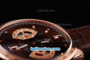 Tag Heuer Grand Carrera Calibre 17 Chronograph Quartz Movement RG Case with Brown Dial and Stick Marker-Brown Leather Strap