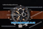 U-Boat Chimera Chrono Japanese Miyota OS10 Quartz PVD Case with Black Dial Yellow Second Hand and Brown Leather Strap