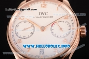 IWC Portuguese Power Reserve Clone IWC 52010 Automatic Rose Gold Case with White Dial and Brown Leather Strap - Arabic Numeral Markers (ZF)