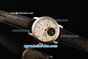 BlancPain Le Brassus Swiss Tourbillon Manual Winding Movement Steel Case with White Dial and Black Leather Strap