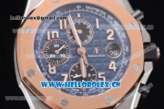 Audemars Piguet Royal Oak Offshore Clone AP Calibre 3126 Automatic Steel Case with Blue Dial Arabic Numeral Markers and Black Leather Strap - 1:1 Original (JF)