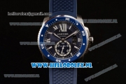 Cartier Calibre de Cartier ETA 2824 Automatic Steel Case with Navy Blue Dial Roman Numberal Markers and Blue Rubber Strap