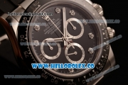 Rolex Daytona Chrono Clone Rolex 4130 Automatic Steel Case with Black Dial and Black Rubber Strap - 1:1 Origianl (EF)