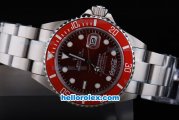 Rolex Submariner Oyster Perpetual Date Automatic with Red Bezel,Red Brown Dial and White Round Bead Marking-Small Calendar