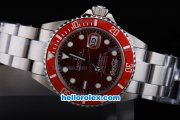 Rolex Submariner Oyster Perpetual Date Automatic with Red Bezel,Red Brown Dial and White Round Bead Marking-Small Calendar