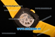 Richard Mille RM 011 Felipe Massa Flyback Chronograph Swiss Valjoux 7750 Automatic Carbon Fiber Case with Skeleton Dial and Yellow Markers - 1:1 Original