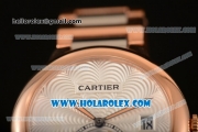 Cartier Rotonde De Miyota Quartz Two Tone Case/Bracelet with Silver Dial