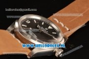 Rolex Explorer Tiffany & Co Steel Case 2813 Auto with Black Dial and Brown Nylon Strap