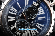 Roger Dubuis Excalibur Chronograph Quartz Movement Steel Case with Black Dial and Black Rubber Strap