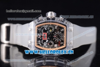 Richard Mille RM 011 Felipe Massa Flyback Chronograph Swiss Valjoux 7750 Automatic Sapphire Crystal Case with Skeleton Dial Rose Gold Inner Bezel and Aerospace Nano Translucent Strap