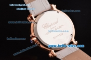 Chopard Happy Sport - Mickey Swiss Quartz Rose Gold Case Diamond Bezel with White Leather Strap and White MOP Dial