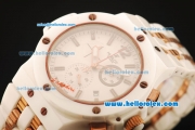 Hublot Big Bang Chronograph Miyota Quartz Movement White Ceramic Case with Two Tone Strap