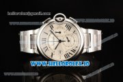 Cartier Ballon Bleu De Large Chronograph 7705 Automatic Steel Case with White Dial Roman Numeral Markers and Steel Bracelet