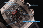 Richard Mille RM011 Swiss Valjoux 7750-SHG Automatic Stainless Steel Case with Black Rubber Strap and Skeleton Dial 1:1 Original