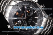 Omega Seamaster Planet Ocean 600M Co-Axial Chronograph Clone Omega 9300 Automatic Stainless Steel Case/Bracelet with Black Dial and Stick Markers (EF)