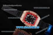 Richard Mille RM010 Miyota 9015 Automatic Rose Gold/Diamonds Case with Skeleton Dial and Red Inner Bezel