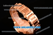 Cartier Rotonde De Miyota Quartz Rose Gold Case/Bracelet with Silver Dial and Diamonds Bezel