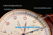 IWC Portuguese Chrono Miyota OS20 Quartz Rose Gold Case with Brown Leather Strap and White Dial