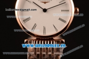 Longines La Grande Classique SWISS QUARTZ Rose Gold Case with White Dial Roman Numeral Markers and Rose Gold Bracelet