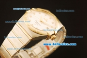 Omega Constellation Co-Axial Swiss ETA 2824 Automatic Steel Case with Yellow Gold Bezel and Diamond Markers-White Dial