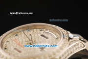 Rolex Day-Date Automatic Movement Diamond Case with Diamond Dial and Diamond Strap-ETA Coating