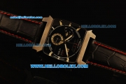 Tag Heuer Monaco Chronograph Quartz PVD Case with Black Dial and Black Leather Strap