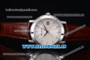 Audemars Piguet Jules Audemars Clone AP Calibre 3120 Automatic Steel Case with White Dial Brown Leather Strap and Stick Markers (EF)