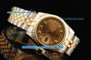 Rolex Day-Date Oyster Perpetual Swiss ETA 2836 Automatic Movement Steel Case with Gold Bezel and Two Tone Strap