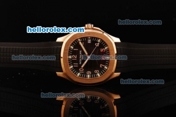 Patek Philippe Aquanaut Swiss ETA 2824 Automatic Movement Rose Gold Case with Black Dial and Black Rubber Strap