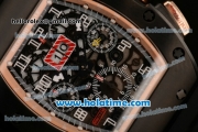 Richard Mille Felipe Massa Flyback Chrono Swiss Valjoux 7750 Automatic PVD Case with White Arabic Numeral Markers and Black Rubber Bracelet