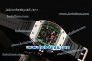 Richard Mille RM 011 Asia 2813 Automatic Steel Case with Black Rubber Bracelet White Markers and Black Dial