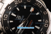 Tag Heuer Aquaracer Automatic Movement Steel Case with Black Dial and White Stick Marker-SS Strap