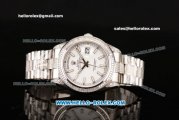 Rolex Day-Date II Swiss ETA 2836 Automatic Steel/Diamond Case with White Dial Diamond Bezel and Stick Markers