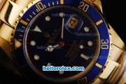 Rolex Submariner Automatic Movement Full Gold with Blue Dial and Bezel
