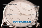 Rolex Cellini Time Asia 2813 Automatic Steel Case with White Dial Black Leather Strap and Stick Markers