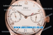 IWC Portuguese Clone IWC 52010 Automatic Rose Gold Case with White Dial Arabic Numeral Markers and Brown Leather Strap - 1:1 Original (ZF)