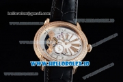 Audemars Piguet Millenary Miyota 9015 Automatic Rose Gold Case White Dial With Roman Numeral Markers Black Leather Strap